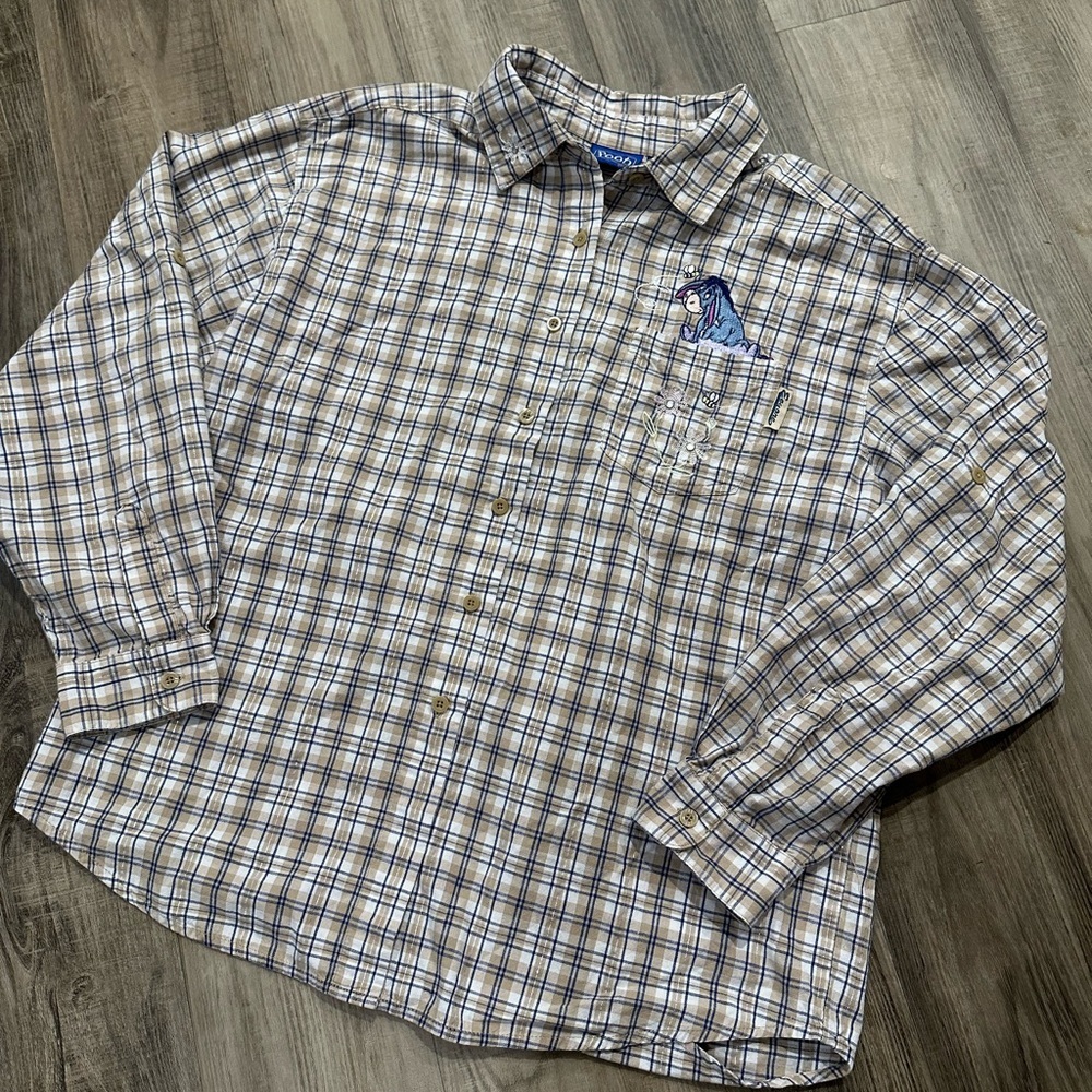 POOH Disney Eeyore Plaid Button Down Shirt
